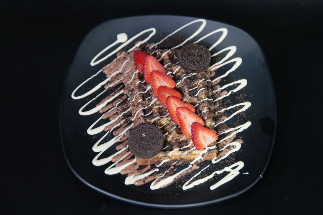 White & Milk Chocolate & Strawberry Waffles