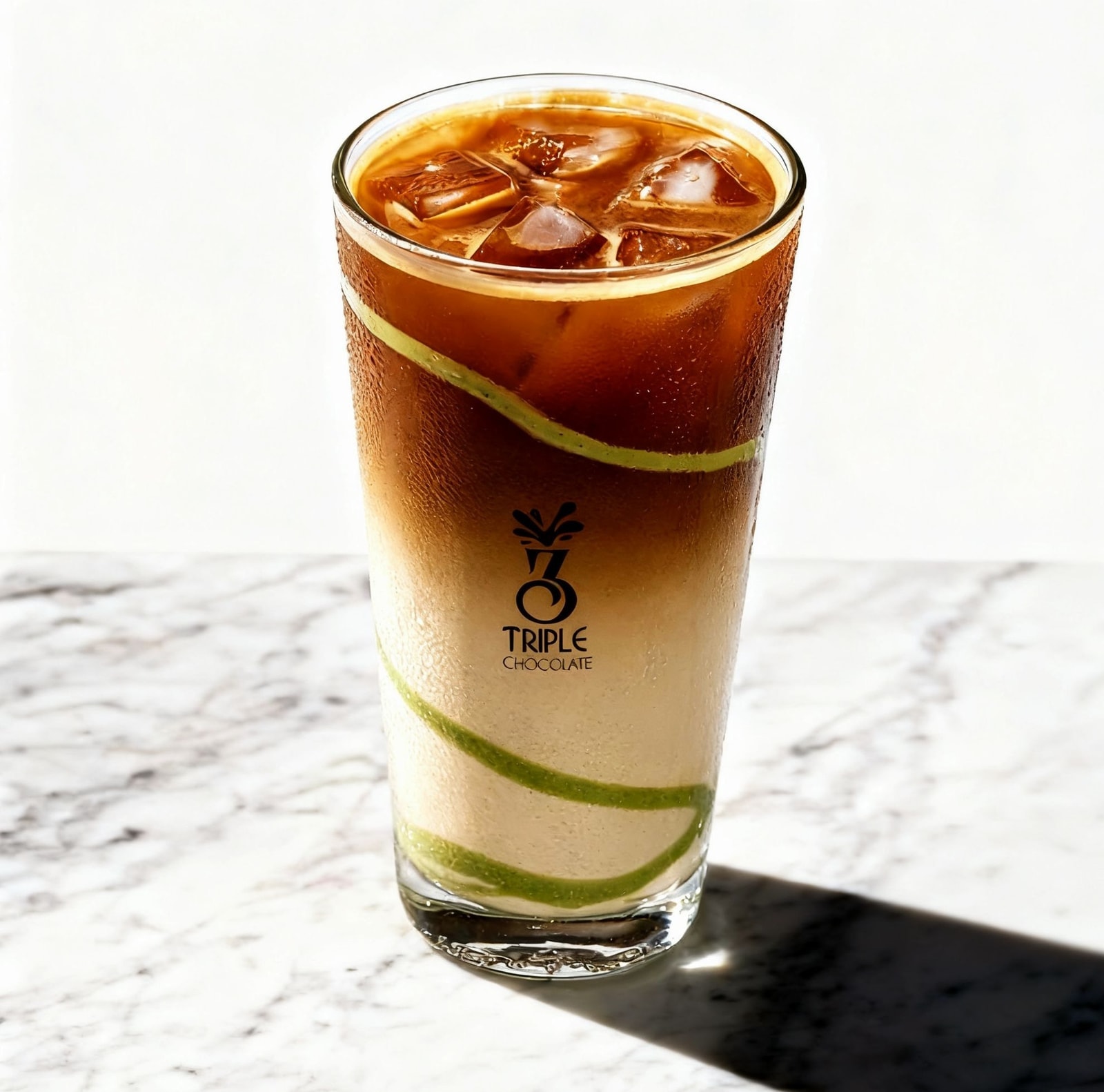Layered pistachio iced latte