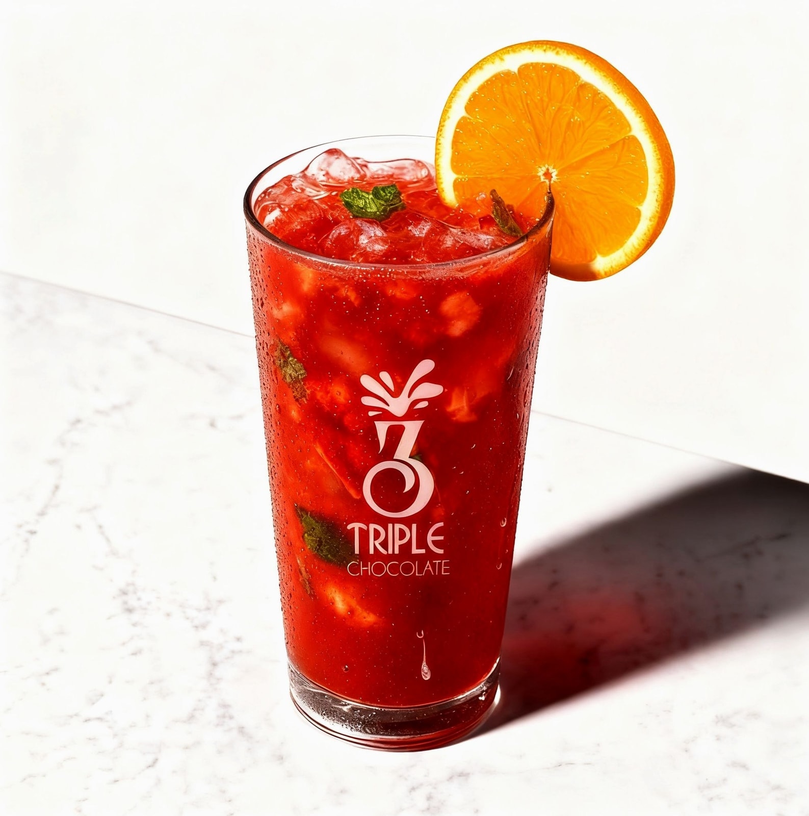 Strawberry mojito with mint and an orange slice